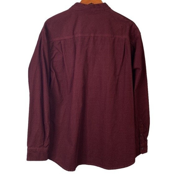 Eddie Bauer Maroon Cross Cut Corduroy Cotton Button Up Shirt Front Flap Pocket - Picture 6 of 16